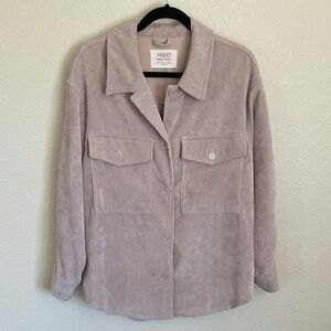 Relaxed Fit Corduroy Shacket in Soft Taupe L Oversized Lightweight Jacket